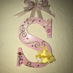 Personalized Disney Beauty and the Beast Inspired wooden letters for wall decor (8 Inches tall)