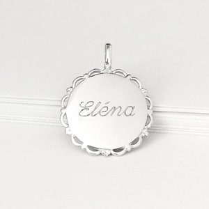 Pendant personalized silver solid silver medal openwork name engraved unique gift for woman birthday wedding birth baptism christmas