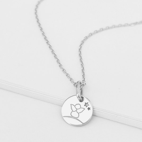 Collier médaille de baptême personnalisée argent massif 925 pour enfant avec gravure initiales ou date cadeau unique première communion Noël