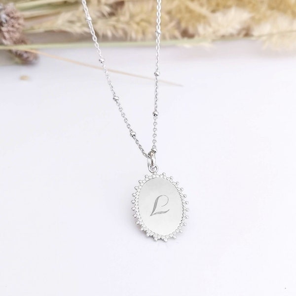 Collana personalizzata in argento 925 medaglione ovale regalo per moglie compleanno matrimonio nascita