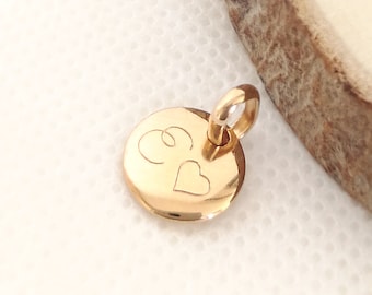 Pendant personalized medal gold plated 18 ct 10mm initials engraved unique gift for woman birthday Valentine's Day Mother's Day