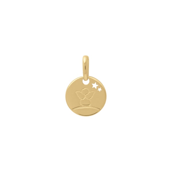 Pendentif personnalisé baptême en plaqué or 18 ct médaille Ange cadeau baptême ou première communion