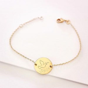 Personalized Dove bracelet for children with engraved first name Personalized gift for a baptism or first communion