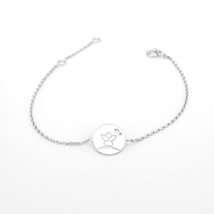 Personalisiertes Armband für Kinder mit Gravur Engel Geschenk Taufe oder Erstkommunion Silber 925