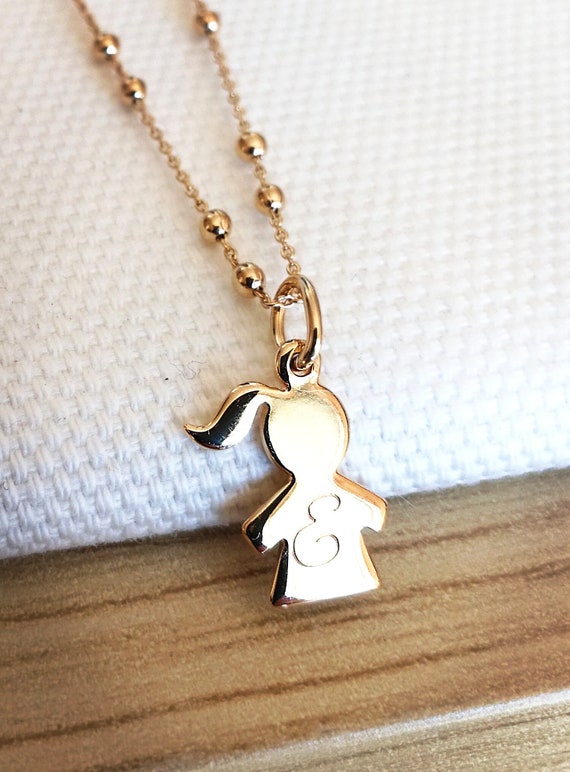 Gold Plated Little Girl Personalized Pendant Initials Pendant or