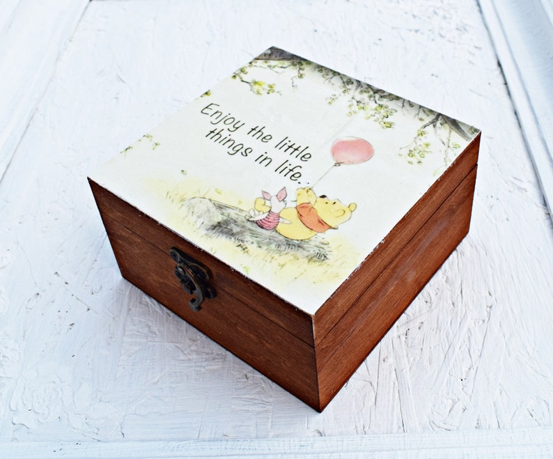 Winnie the Pooh, Personalized Memory Box, Custom Keepsake Storage Gift, Nursery Wooden Box, Baby