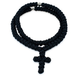 Black 100 Knot Orthodox Prayer Rope Necklace Brojanica Komboskini Orthodox Jewelry, Christian Gifts, Rosary, Christian Jewelry,