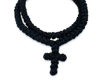 Black 100 Knot Orthodox Prayer Rope Necklace Brojanica Komboskini Orthodox Jewelry, Christian Gifts, Rosary, Christian Jewelry,