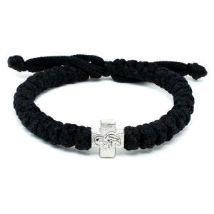 Adjustable Black Orthodox Prayer Rope Bracelet 33 Knots Brojanica Komboskini, Christian Gifts, Christian Bracelet, Christian Jewelry