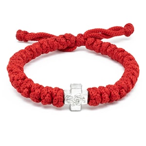 Adjustable Red Orthodox Prayer Rope Bracelet 33 Knots Brojanica Komboskini, Christian Gifts, Christian Bracelet, Christian Jewelry