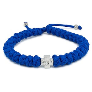 Adjustable Blue Orthodox Prayer Rope Bracelet 33 Knots Brojanica Komboskini, Christian Gifts, Christian Bracelet, Christian Jewelry
