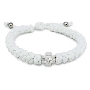 Adjustable White Orthodox Prayer Rope Bracelet 33 Knots Brojanica Komboskini, Christian Gifts, Christian Bracelet, Christian Jewelry
