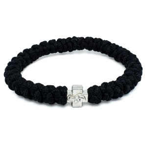 Svart ortodoxt bönerepsarmband 33 knop Brojanica Komboskini Ortodoxa smycken, Kristna gåvor, Kristet armband, Kristna smycken