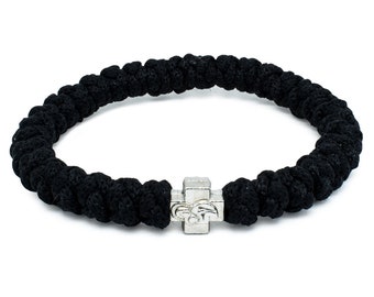 Pulsera de cuerda de oración ortodoxa negra de 33 nudos, Brojanica Komboskini, joyería ortodoxa, regalos cristianos, pulsera cristiana, joyería cristiana