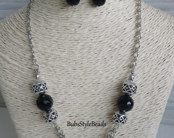 Necklace for women Agate Jewelry set Women Drop earrings Agate necklace Leather jewelry set Silver necklace Boho jewelry Eagle neacklace