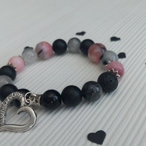 Charm Natural stone Bracelet Onyx Bracelet  Dragon Agate Bracelet Tourmaline quartz bracelet Wrist bracelet Stone Jewelry Love bracelet gift