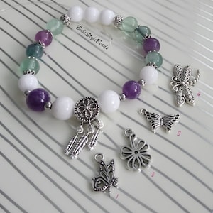 Pulsera de fluorita Pulsera de piedra para mujer Pulsera Pulsera Amatista Pulsera de piedra natural Pulsera Dreamcatcher Regalo para ella