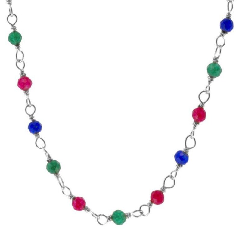 Minimalist jewelry Minimalist necklace Multicolor necklace Dainty necklace Silver cz necklace Gold cz necklace