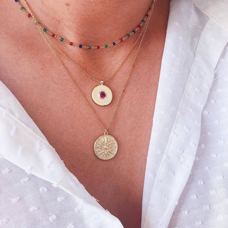 Minimalist jewelry Minimalist necklace Multicolor necklace Dainty necklace Silver cz necklace Gold cz necklace