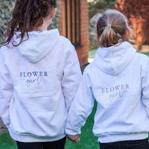 Flower Girl Hoodie, Embroidered jumper, wedding gift, bridal party, flower girl gift