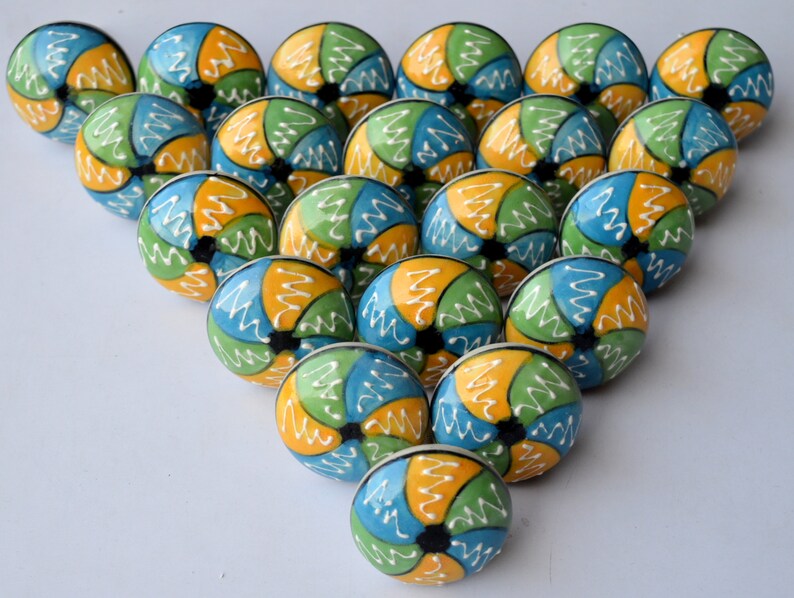 Multicolored Round Shape Knob Ceramic Knob Drawer Pulls /& Knobs Hand Painted Drawer Knobs Unique Design
