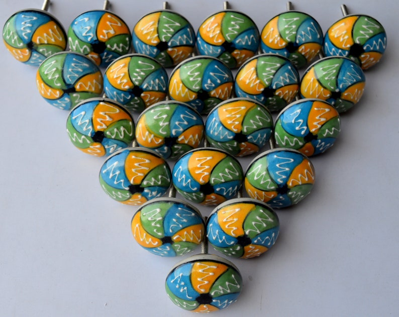 Multicolored Round Shape Knob Ceramic Knob Drawer Pulls /& Knobs Hand Painted Drawer Knobs Unique Design