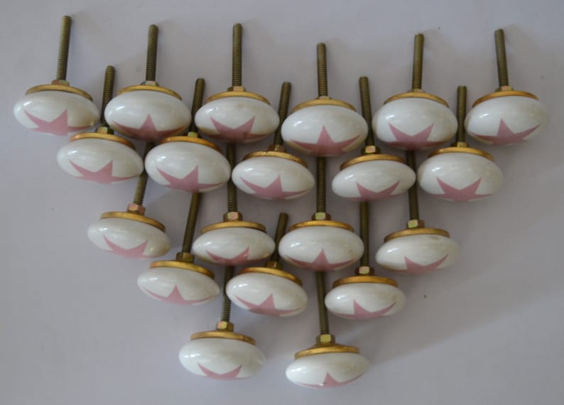Knobs /& Pulls Pull knobs Kitchen Knobs Ceramic Cabinet Handmade Hand painted Decorative Drawer 20 PC