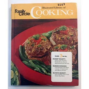 Family Circle Library of Cooking 1972 Volume 3 Burgers Casseroles Vintage Cookbook Recipes 120 Pages Illustrated Retro Skillet Dinners