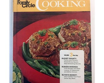 Family Circle Library of Cooking 1972 Volume 3 Burgers Casseroles Vintage Cookbook Recipes 120 Pages Illustrated Retro Skillet Dinners