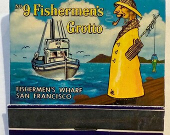 No. 9 Fishermen's Grotto Matchbook Fisherman's Wharf Vintage Colorful Souvenir