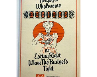 Thrifty & Wholesome Recipes 1980 Budget Cookbook Giant Foods Shopping Tips Vintage Illustrations