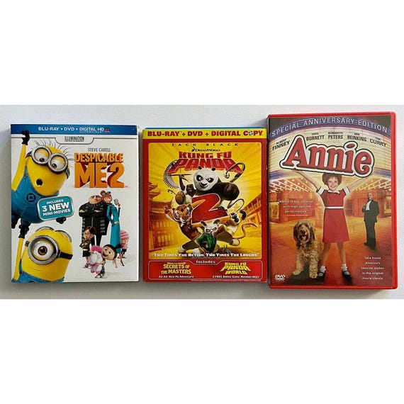 Family Blu-ray DVD Lot Despicable Me 2 Kung-fu Panda 2 Annie Kids
