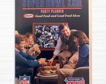 Vintage Super Bowl XXIII Kraft Party Planner Recipes San Francisco 49ers vs Cincinnati Bengals Joe Montana Jerry Rice