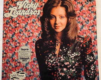 Vinilo LP de Vicky Leandros Ganador del Festival de la Canción de Eurovisión 1972 Funda desplegable Pegatinas publicitarias 6303042 Philips Dann Kamt Du Vintage