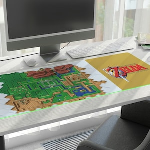 Un enlace al mapa pasado Zelda Overworld Light World map Hyrule LED luz multicolor Alfombrilla de ratón