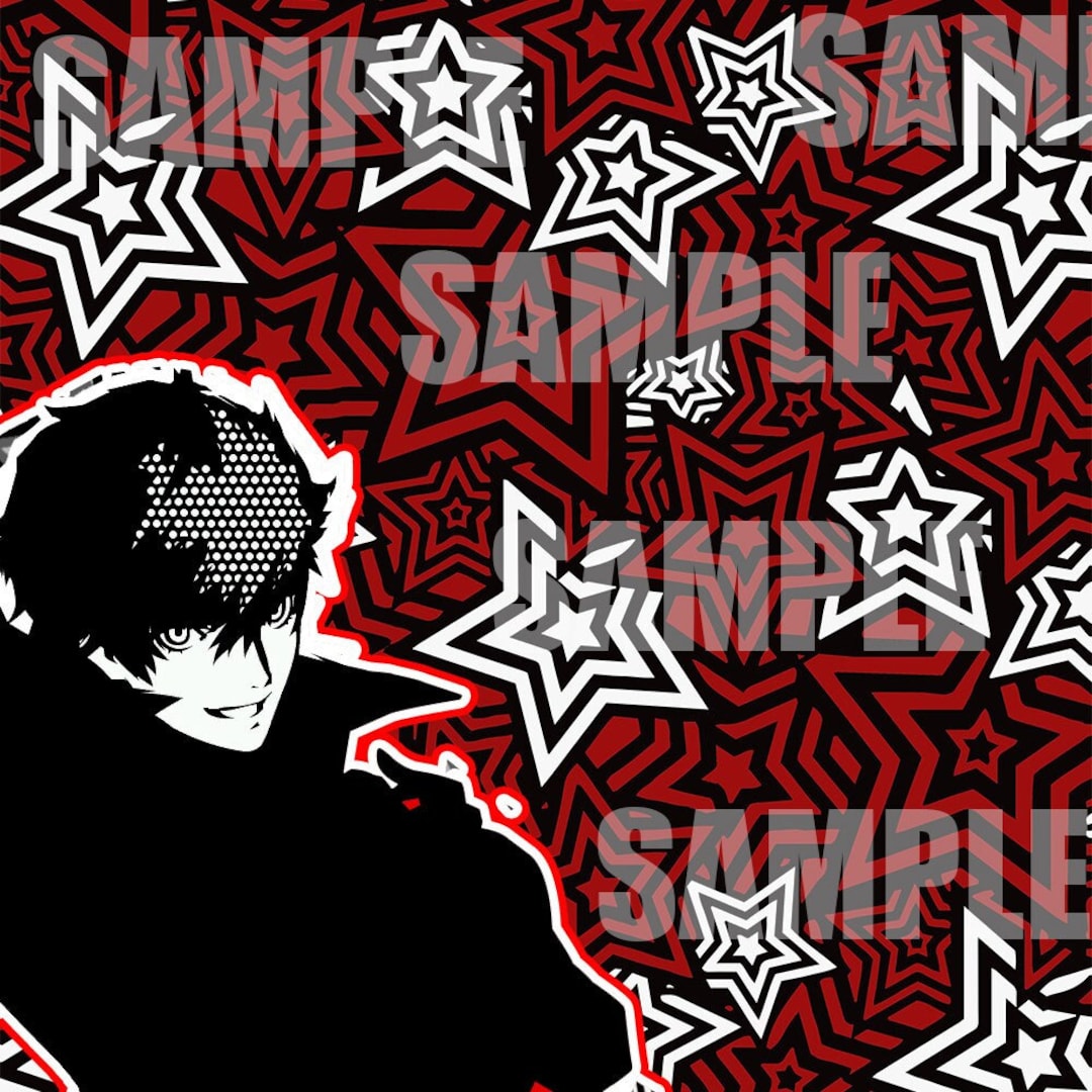 Persona 5 Menu UI Red Stars Pattern for Fabric, Gift Paper, Cosplay