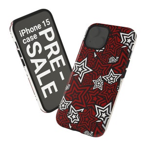 Persona 5 Stars Red Menu UI Pattern of Phantom Thieves iPhone 15 ALL MODELS  Tough Cases