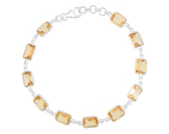 Bracelet 925 Argent Sterling – Oeil De Tigre AAA – 10 Pierres Naturelles – Fait Main – Inde