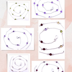 Natural Multi Cut Stone Necklace,925 Sterling Silver Birthstone Bezel Necklace,Faceted Handmade Wedding Necklace, Woman&#39;s For Gift M-2213