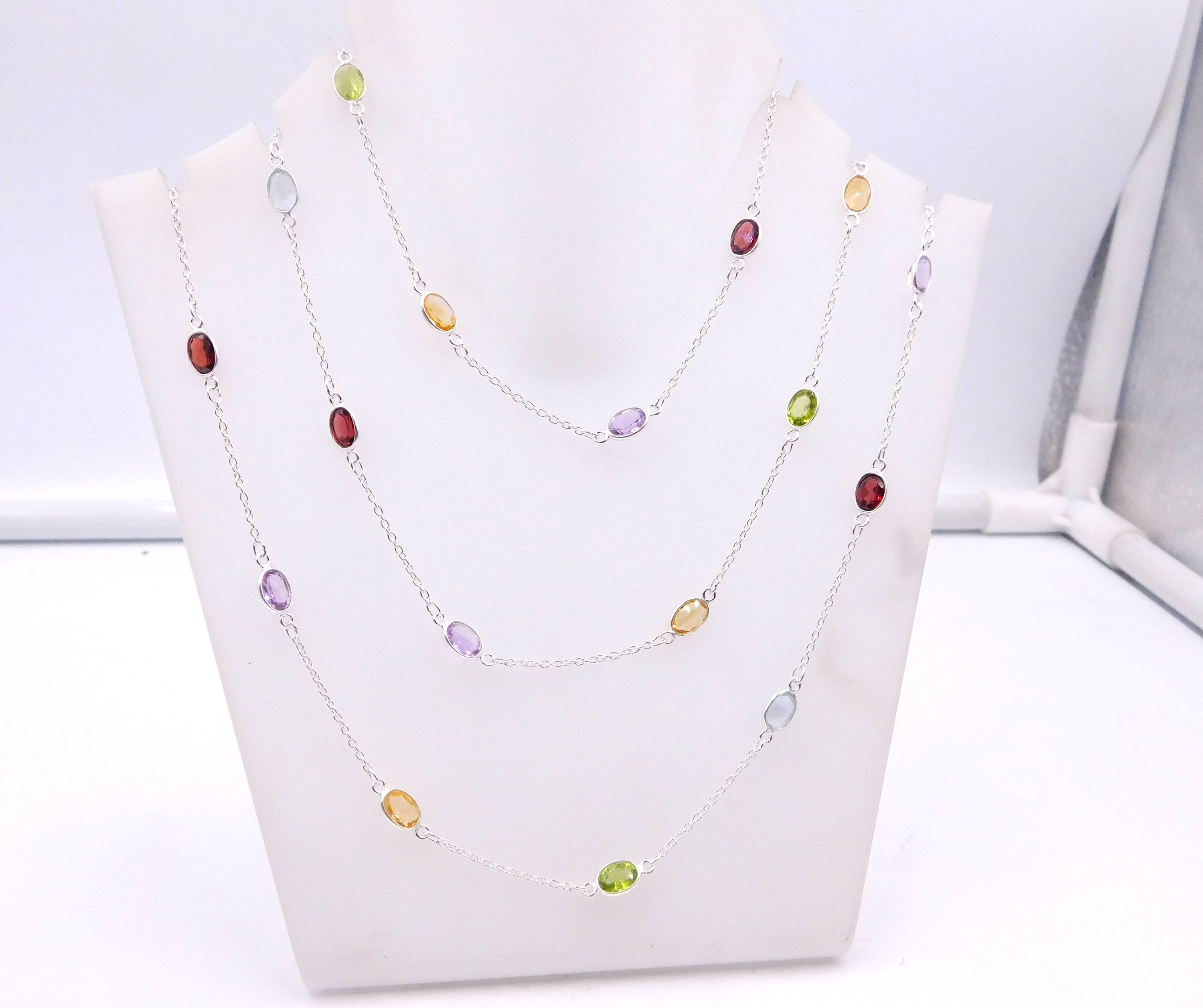 マルチストーンネックレス - Etsy 日本