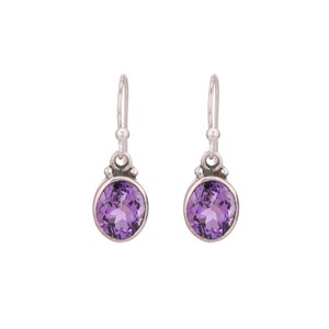 2.70 Gm Amethyst Oval Cut Earring, 925 Sterling Silver Wedding Earring, Faceted Amethyst Handmade Gemstone Earring Size 1&quot; M-4103