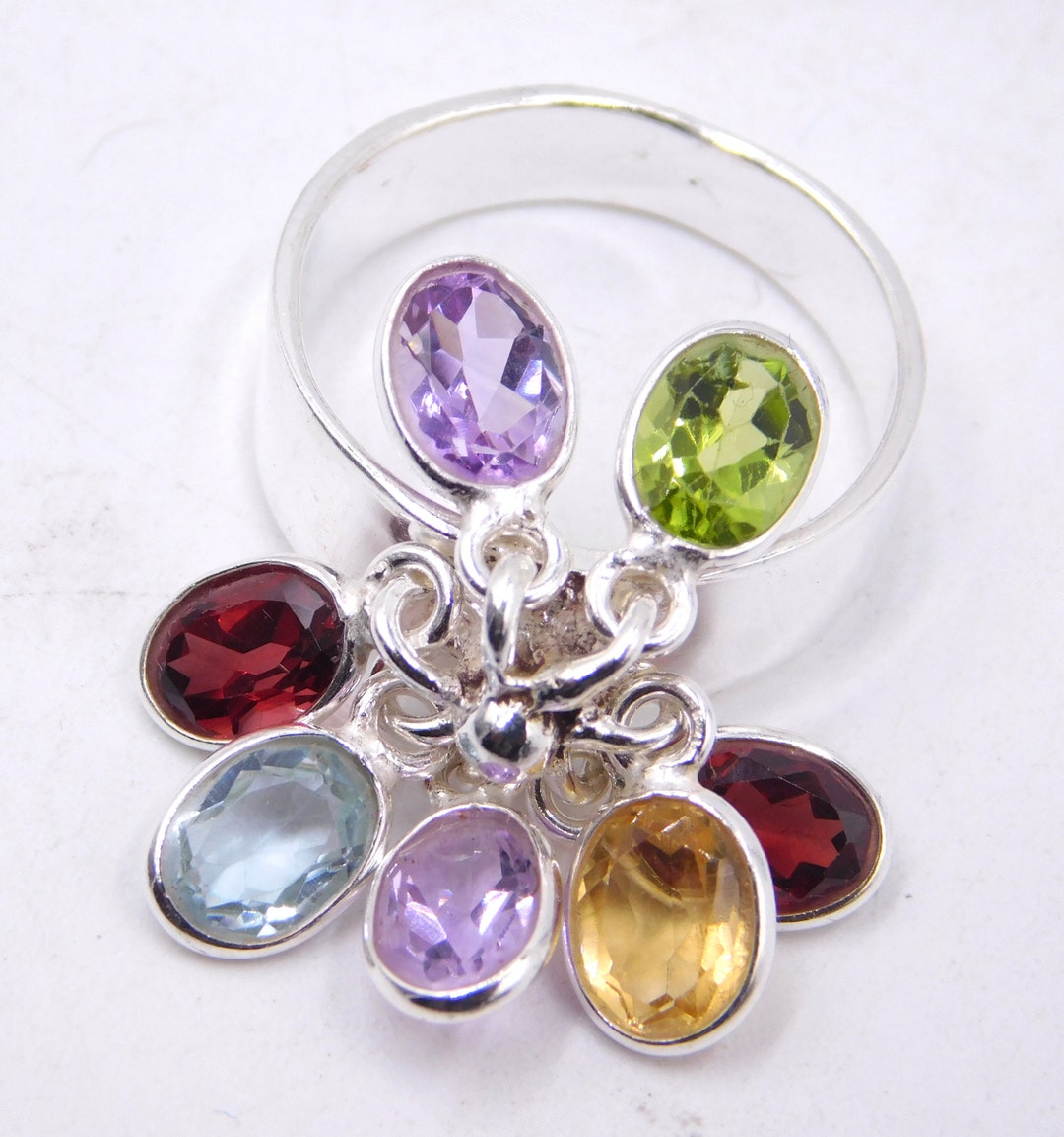 6 Gm Natural Multi Ring,925 Sterling Silver Ring, Wedding Ring AAA ...