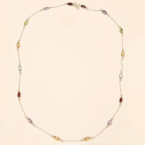 9.50 Gm Natural Multi Cut Stone Necklace 925 Sterling Silver Wedding Necklace Multi Faceted Stone Necklace Handmade Jewelry 30.5 Inch  M-639