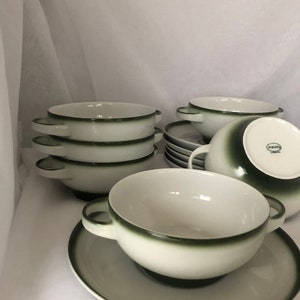 Vintage Arzberg Germany Porzellan Suppentassen und Unterteller