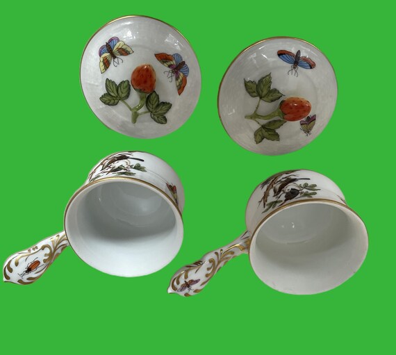 Herend Porcelain 2 X Lidded Cup Rothschild Model 749/ro With Gold