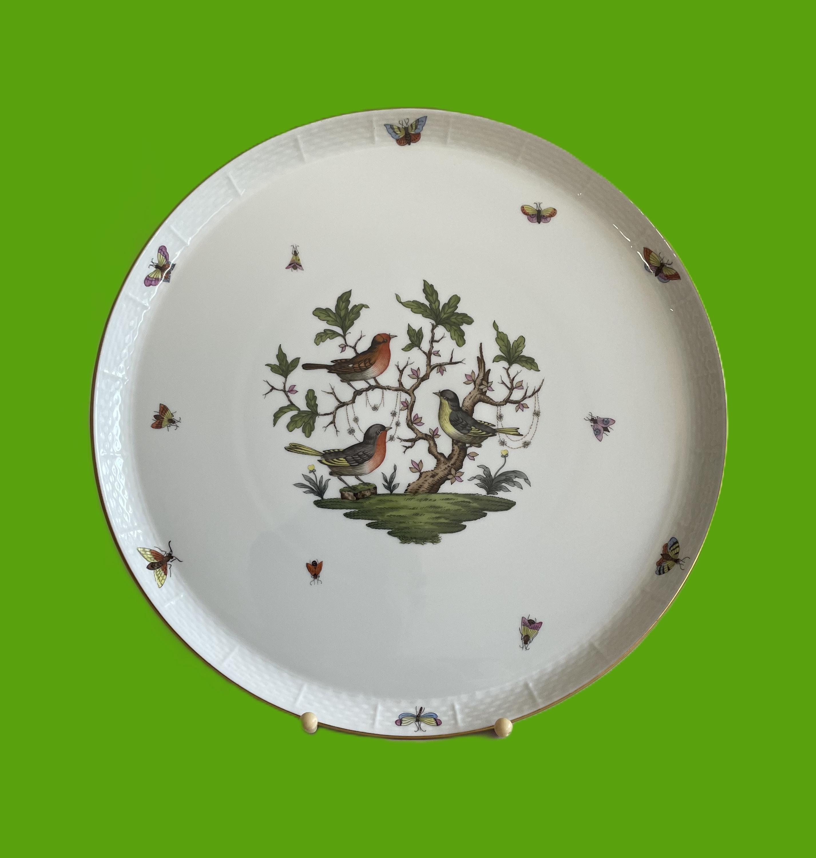 Herend Porcelain Cake Plate Rothschild Birds Decoration