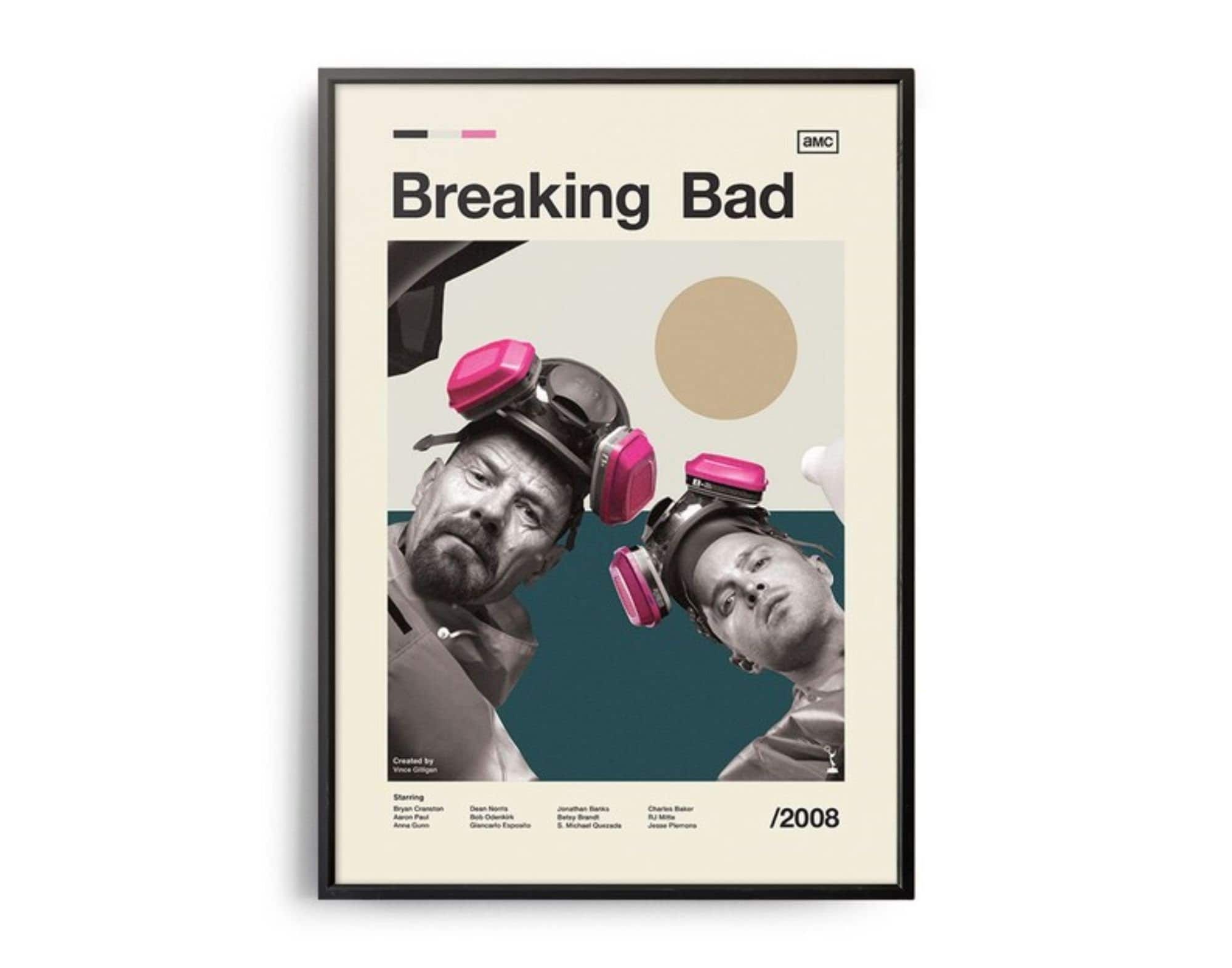 Breaking bad vintage inspired movie poster midcentury modern retro tv show poster