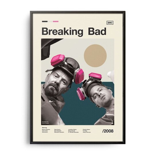 Breaking bad vintage inspired movie poster midcentury modern retro tv show poster