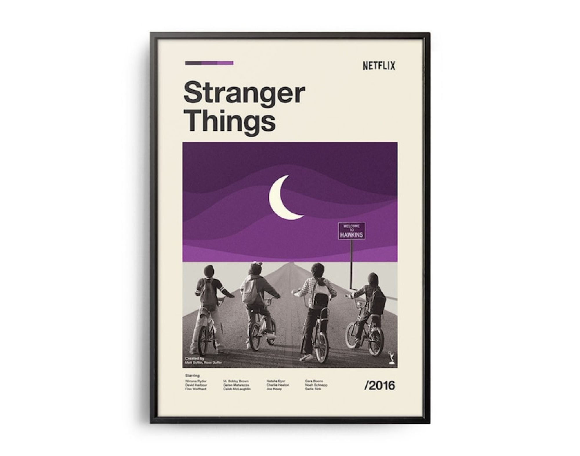 Stranger things vintage inspired movie print retro movie poster midcentury modern retro tv show poster