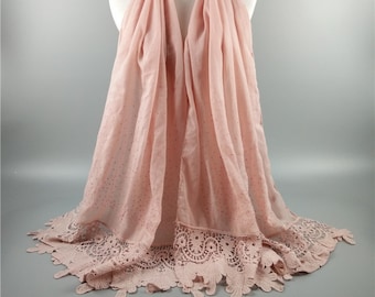 Elegant embroidered lace scarf
